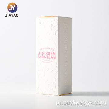 Caixa de papelão branca floral em relevo